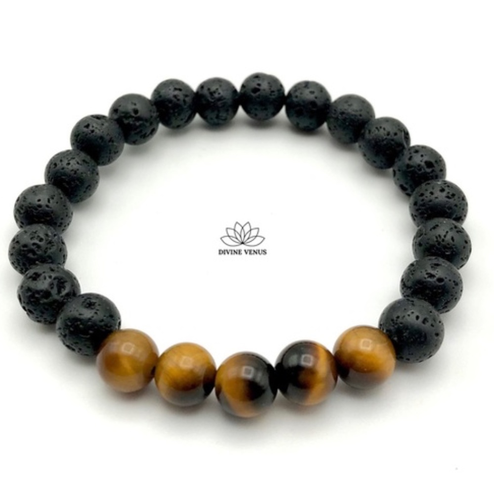 Tiger's Eye Lava Rock Bracelet